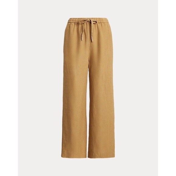 Polo by Ralph Lauren Pants - Polo Ralph Lauren Women’s Linen Drawstring Straight-Leg Pant Beige/Brown Medium